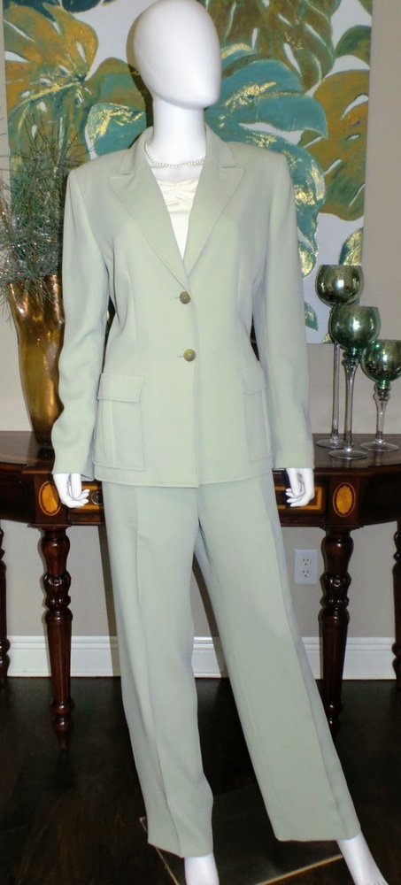 Tahari seafoam green suit